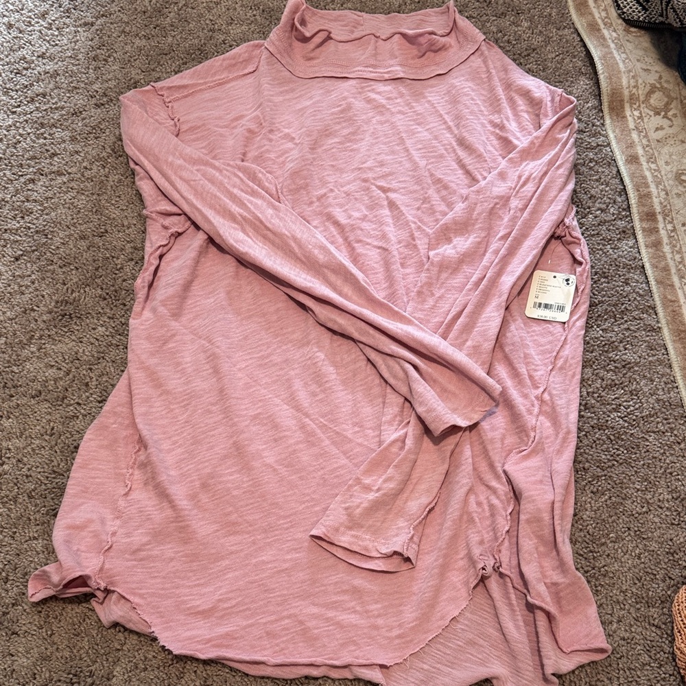 Free People Pink mock neck Long Sleeve Top